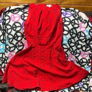 Elle Vibrant Red Checkered Kids Dress